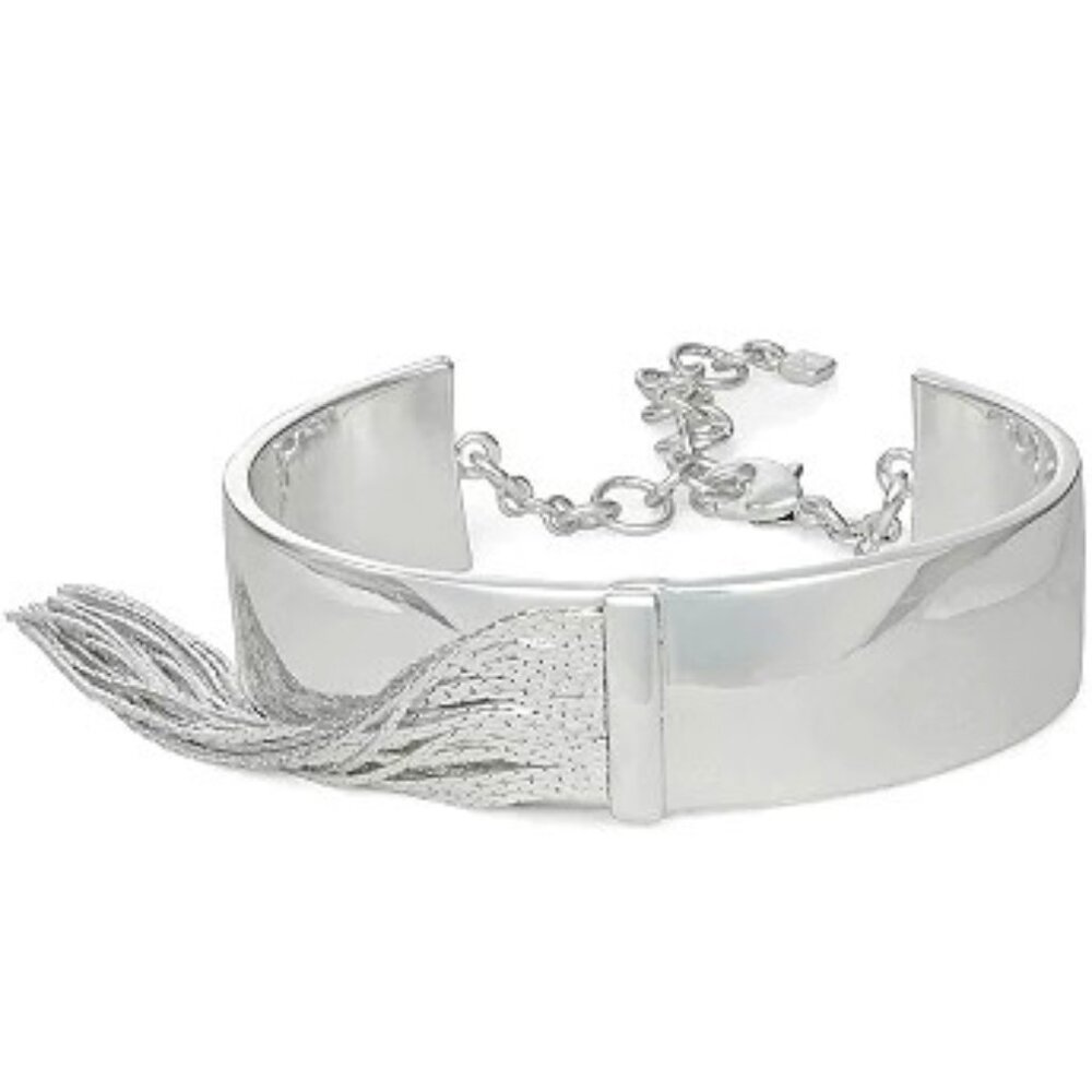 NINE WEST Mod/Contemporary Shiny Silver Fringe Chains Cuff Bracelet**NEW!